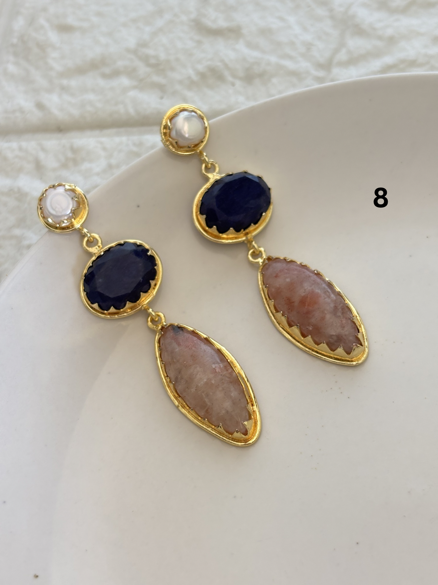 Renne Natural-Stone Danglers Brass