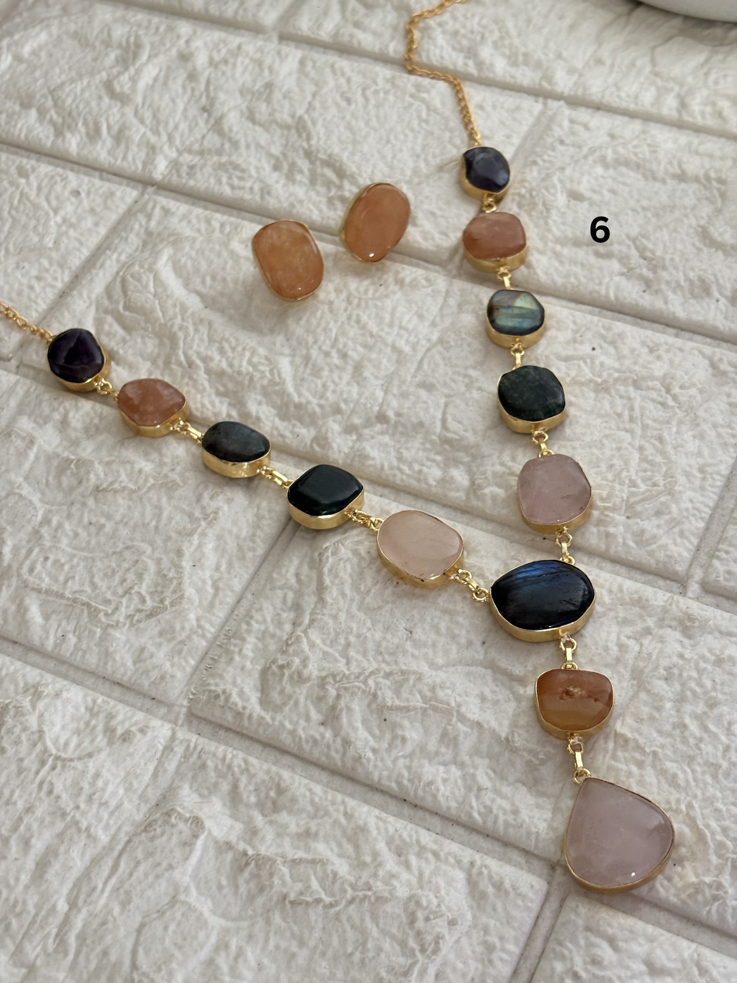 Color-candy Natural Stone Necklace - Brass