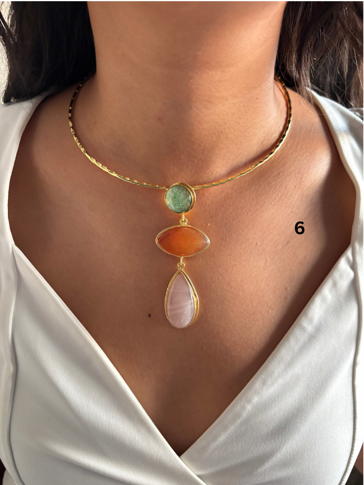 3 stone Isabelle hasli choker- Brass