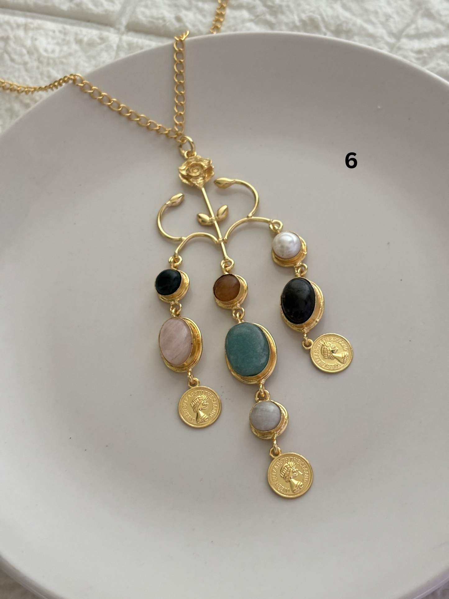 Regal Natural Stone Necklace-Brass