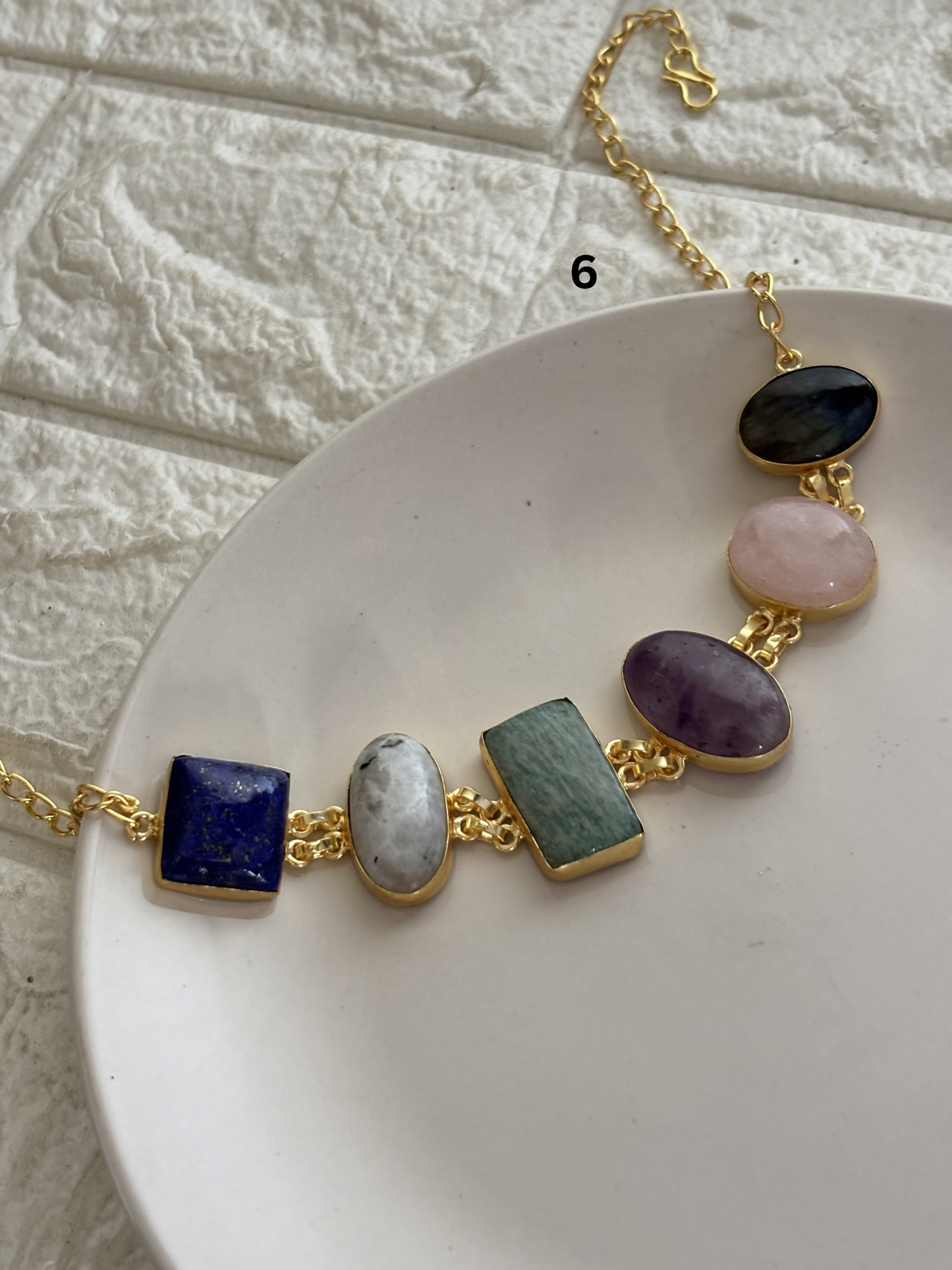 Sabrina Natural Stone Choker- Brass
