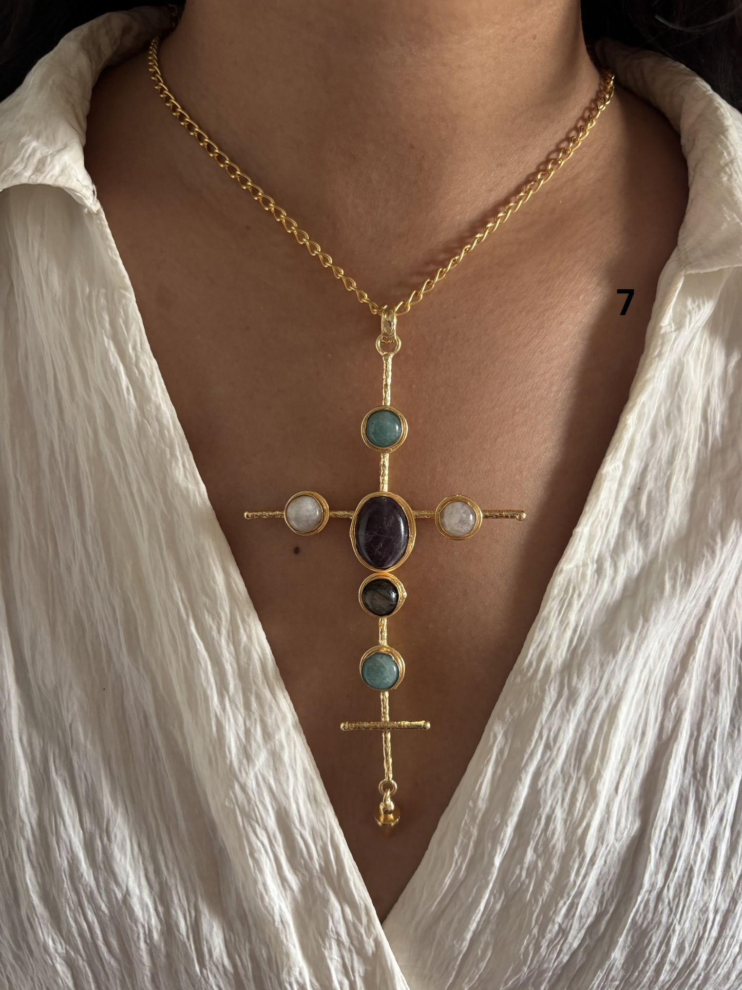 Catherine Natural stone Necklace-Brass