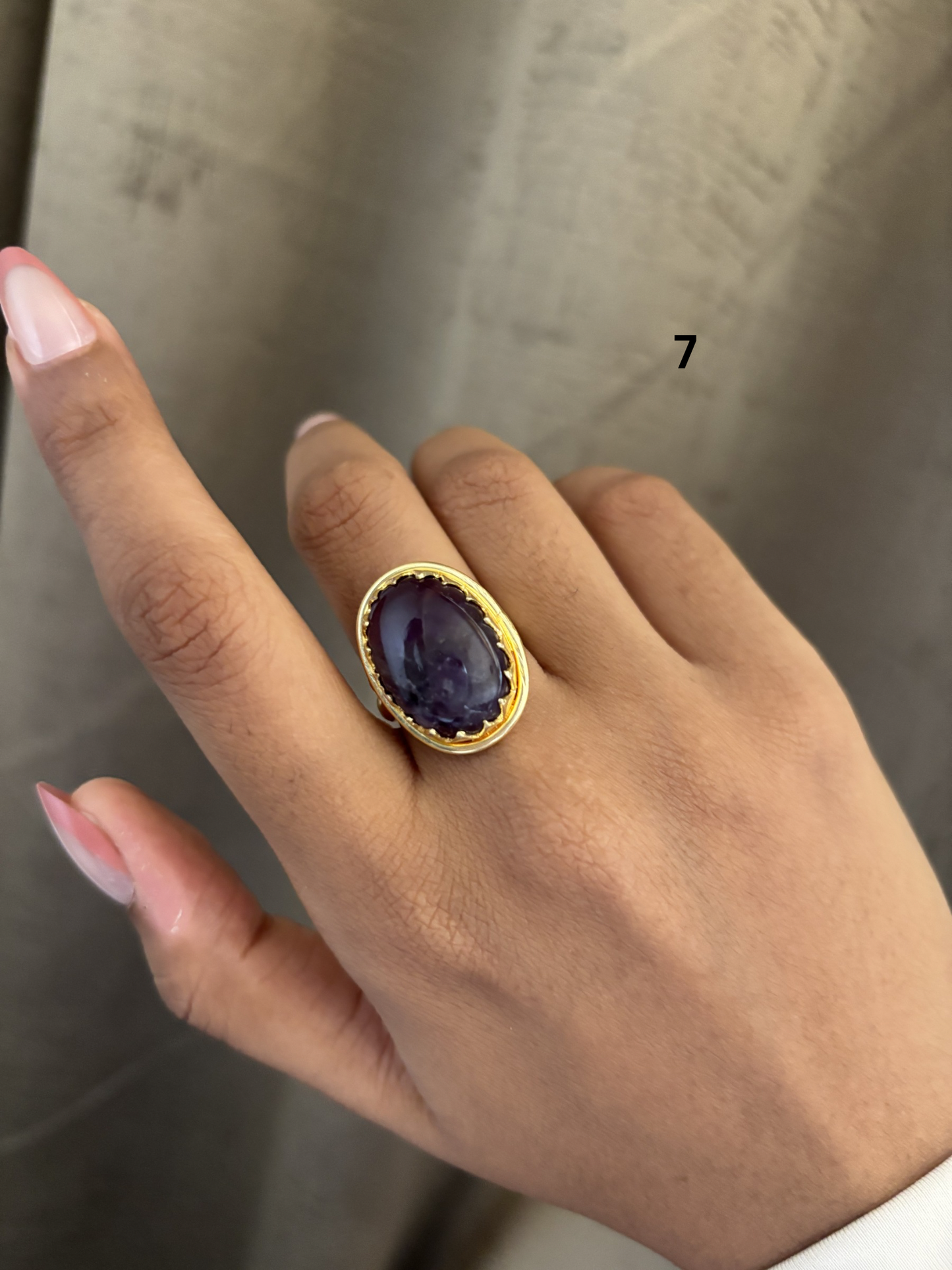 Fusion Natural Stone Adjustable Ring-Brass