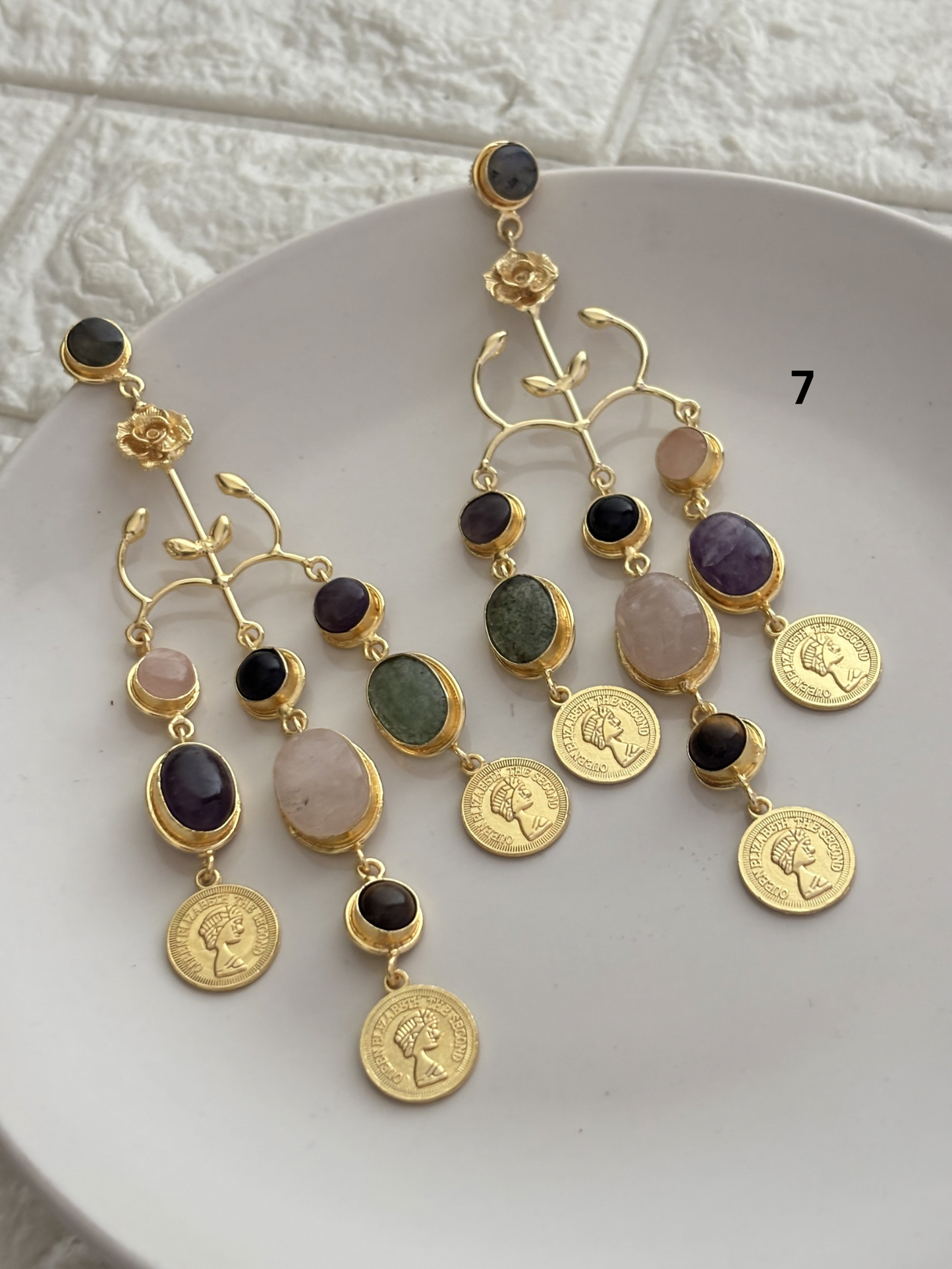 Regal Natural Stone Dangler- Brass