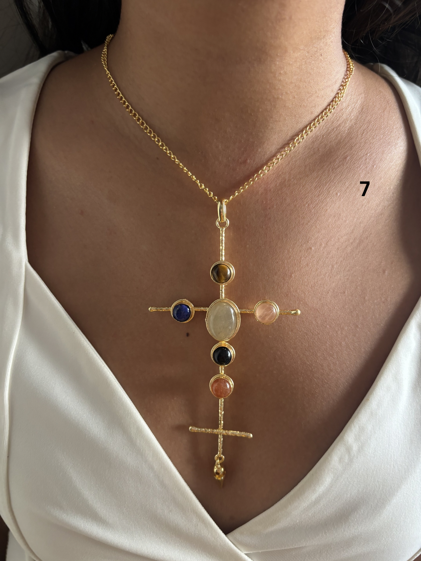 Catherine Natural stone Necklace-Brass