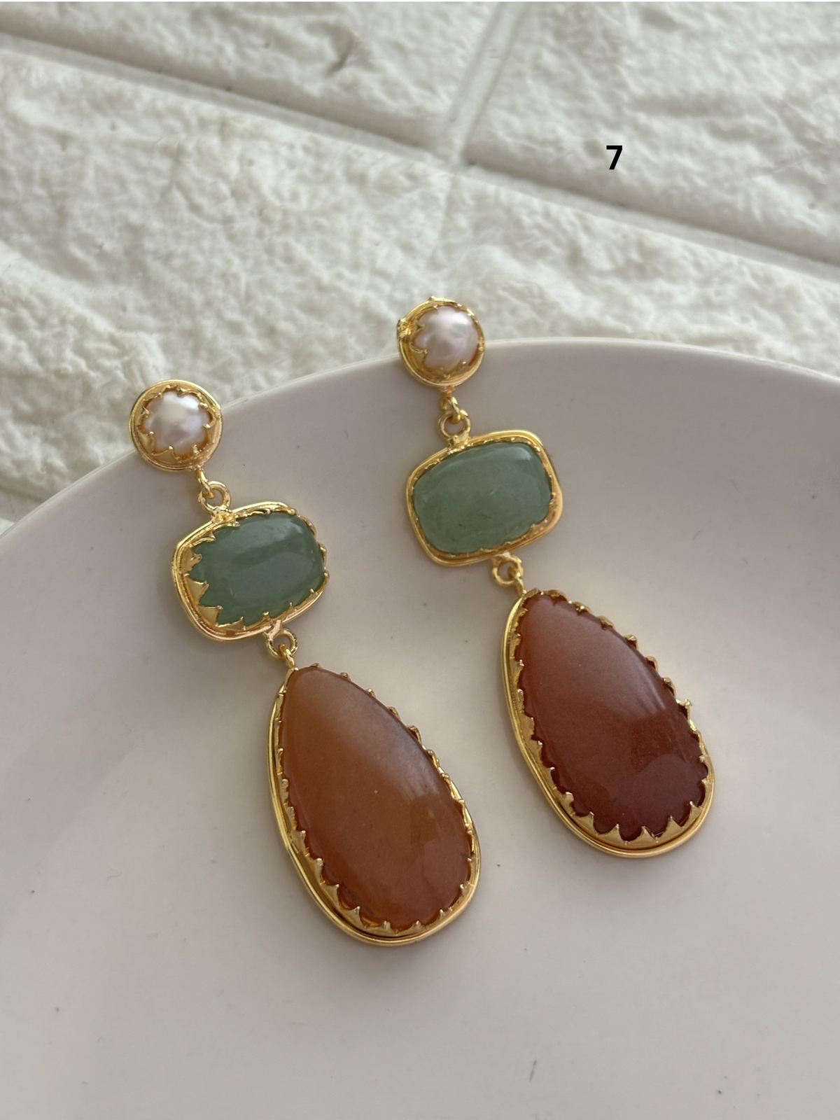 Renne Natural-Stone Danglers Brass