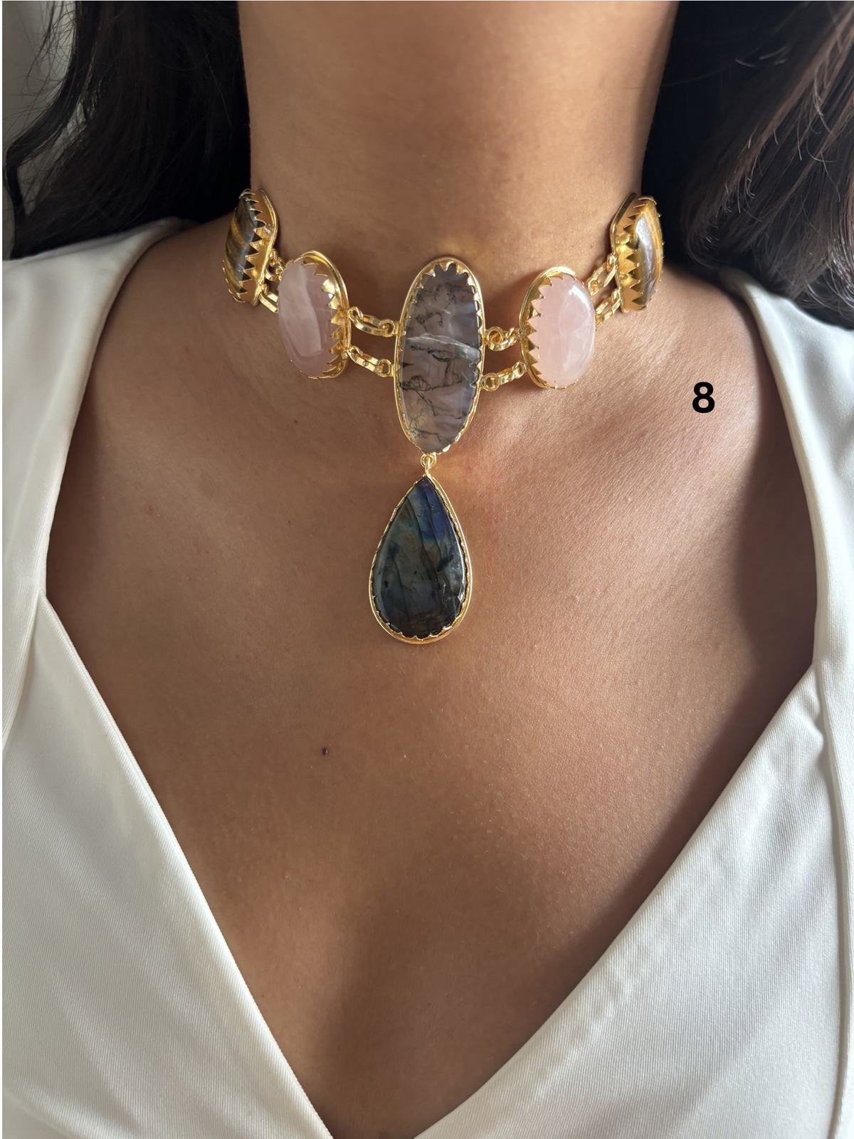 Victorian Natural Stone Choker- Brass