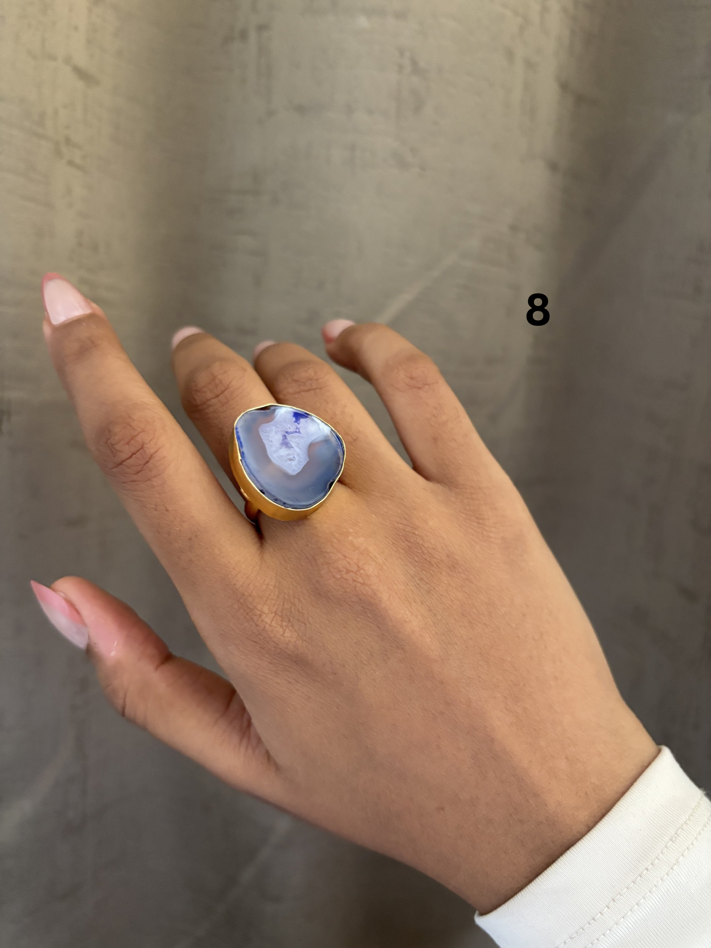 Agate Mix Color Adjustable Ring-  Brass