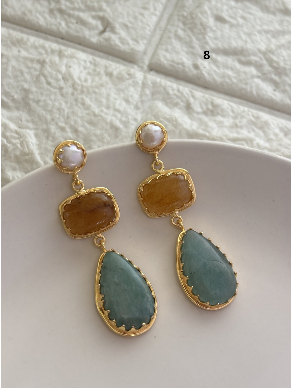 Renne Natural-Stone Danglers Brass