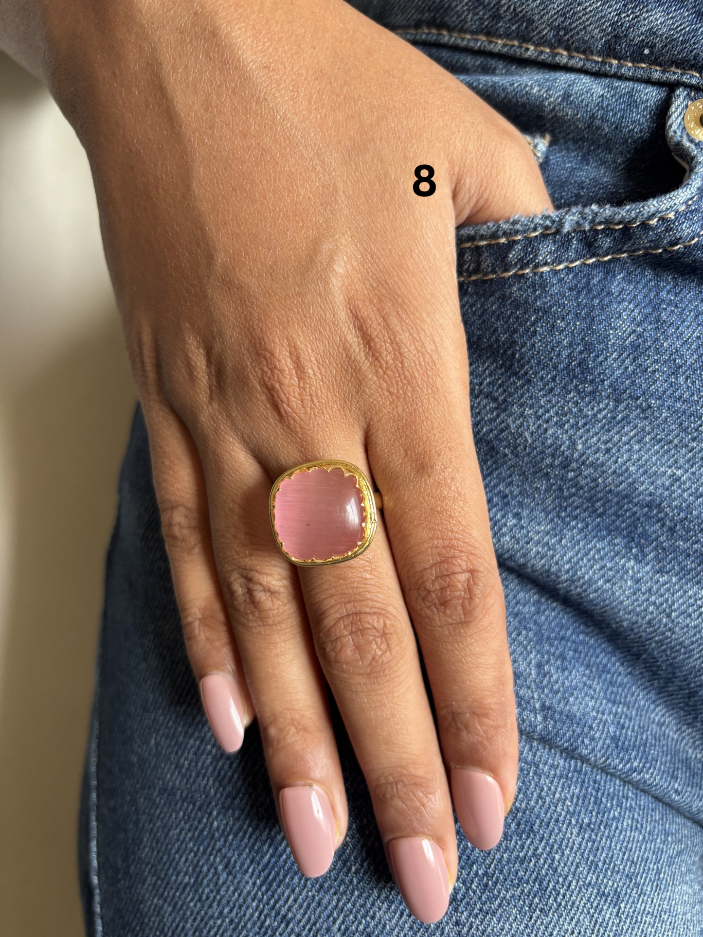 Fusion Natural Stone Adjustable Ring-Brass