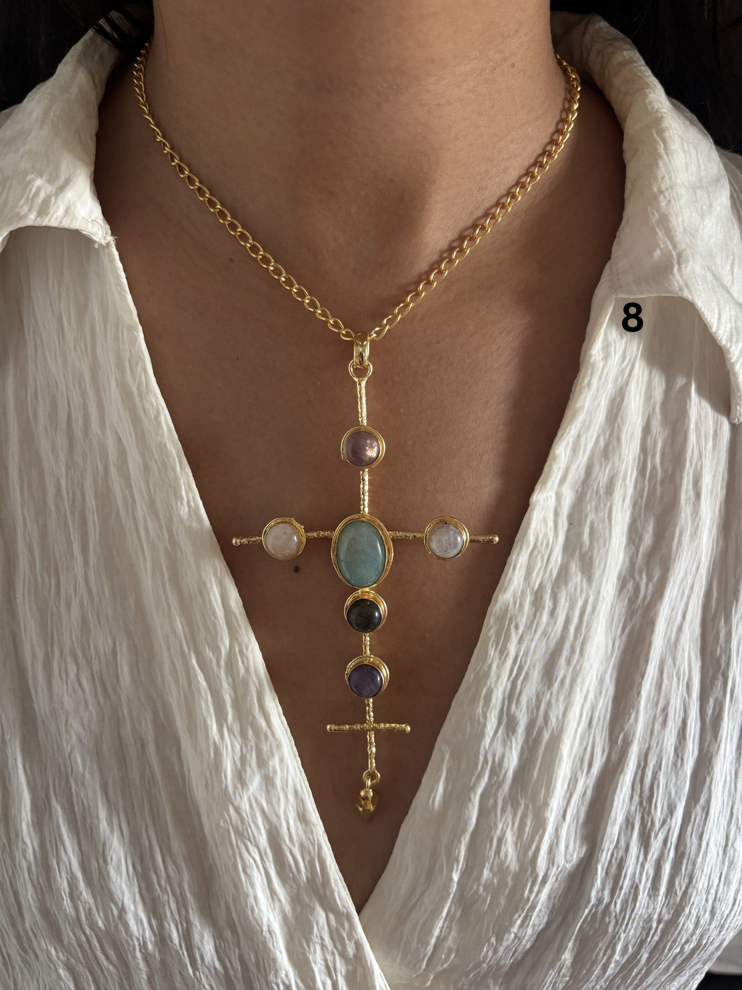 Catherine Natural stone Necklace-Brass