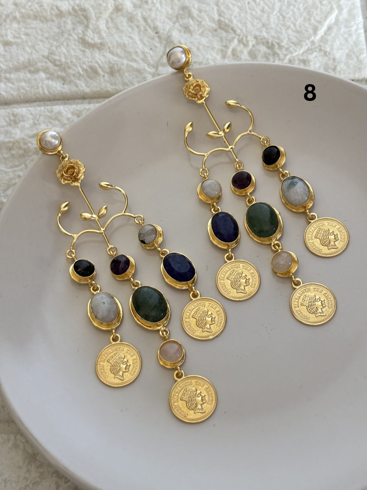 Regal Natural Stone Dangler- Brass