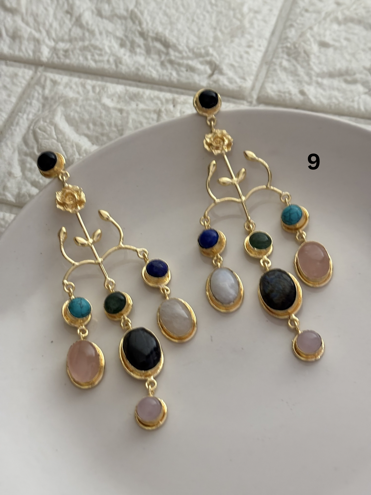 Regal Natural Stone Dangler- Brass
