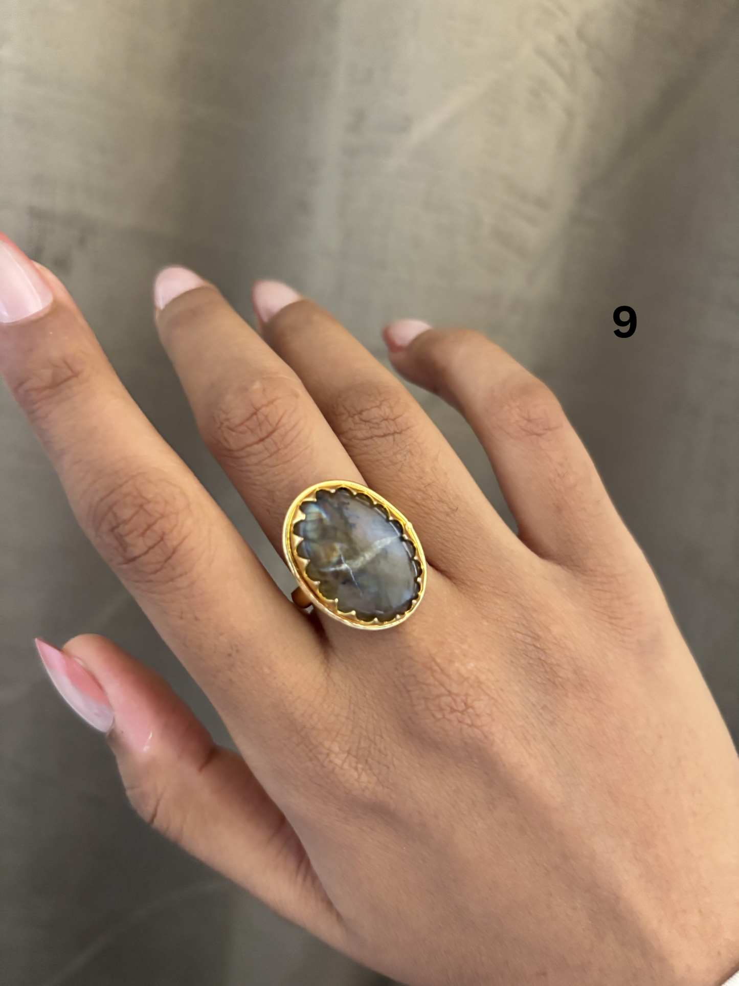 Fusion Natural Stone Adjustable Ring-Brass