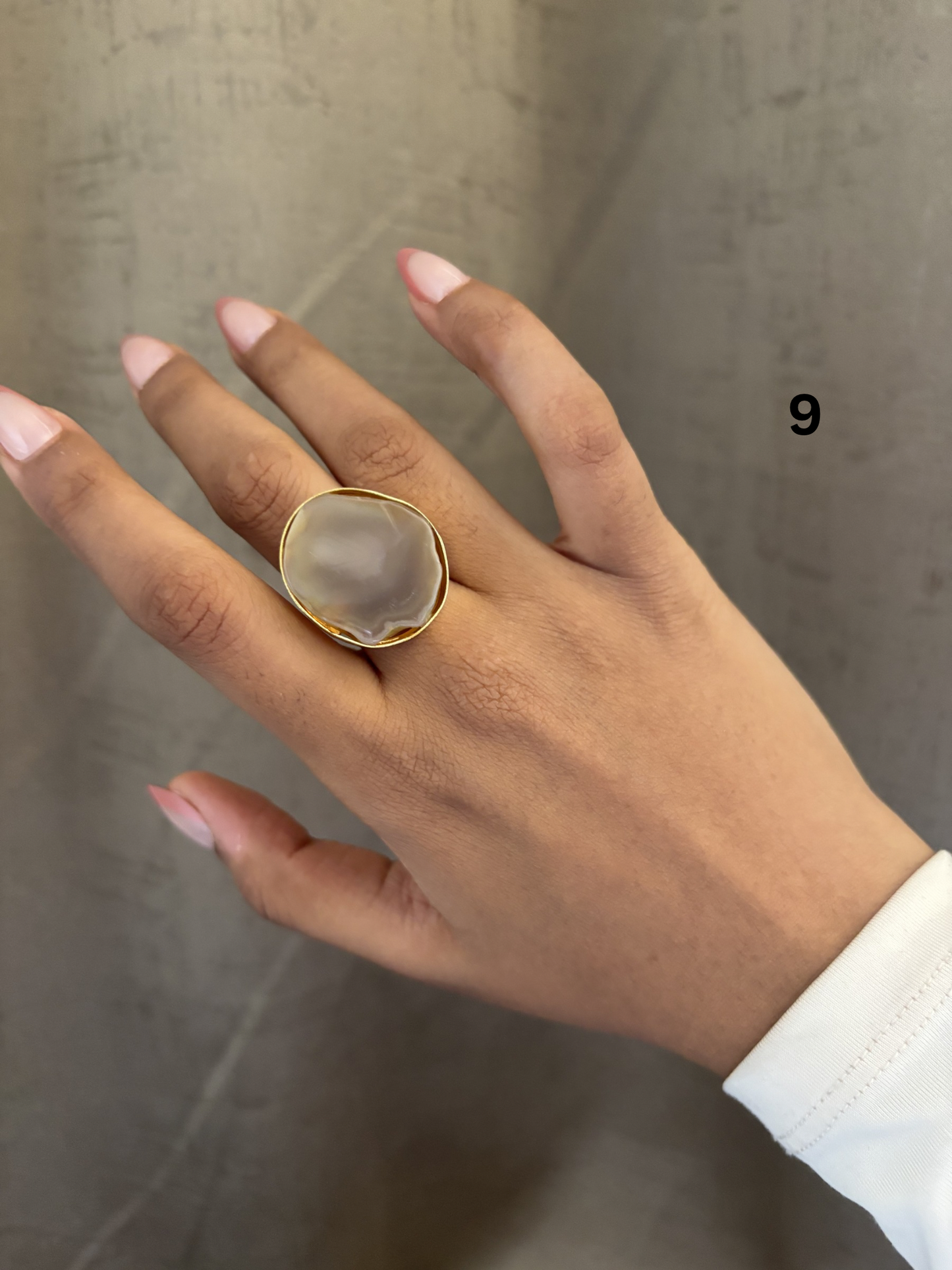 Agate Mix Color Adjustable Ring-  Brass