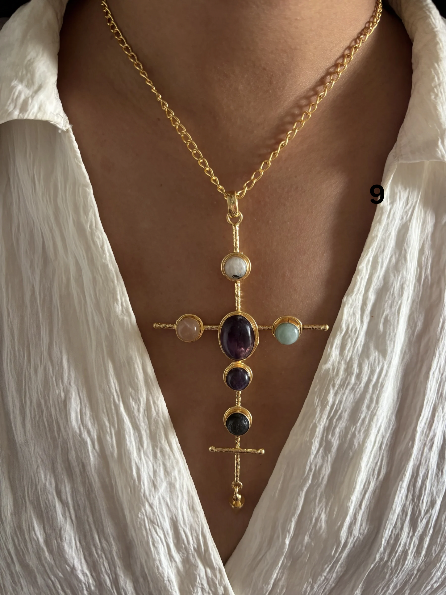 Catherine Natural stone Necklace-Brass