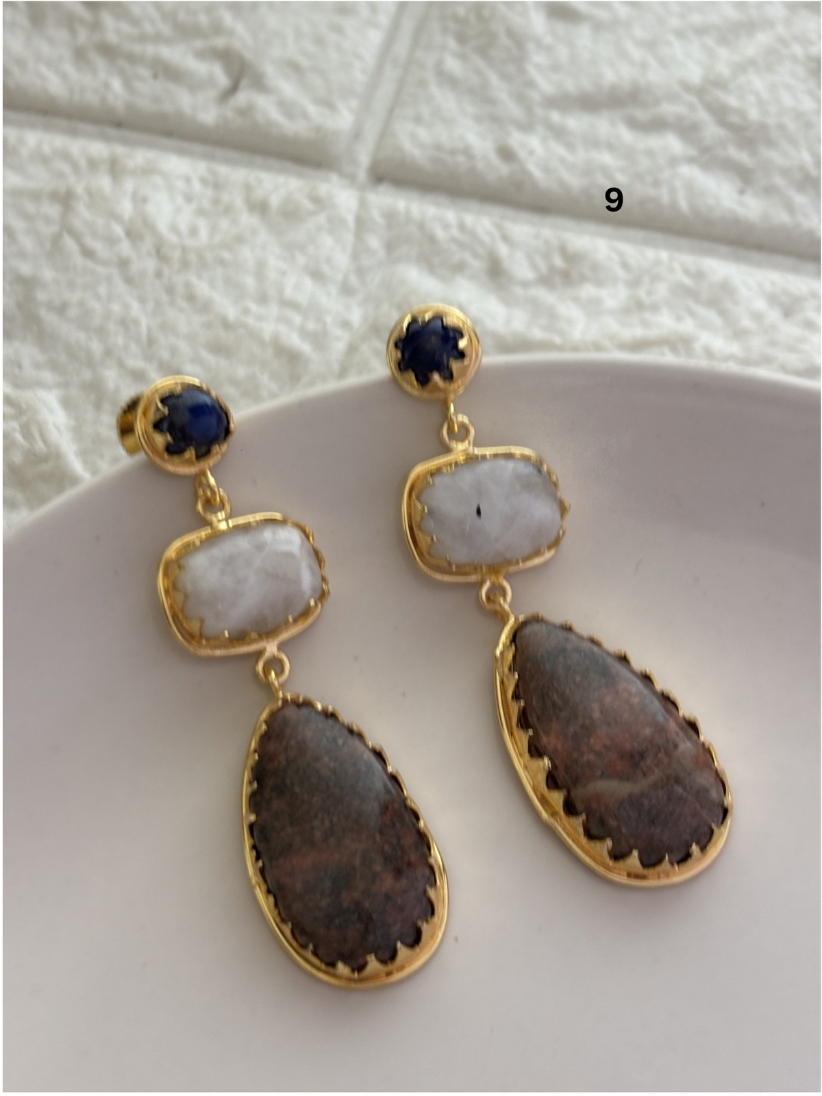 Renne Natural-Stone Danglers Brass