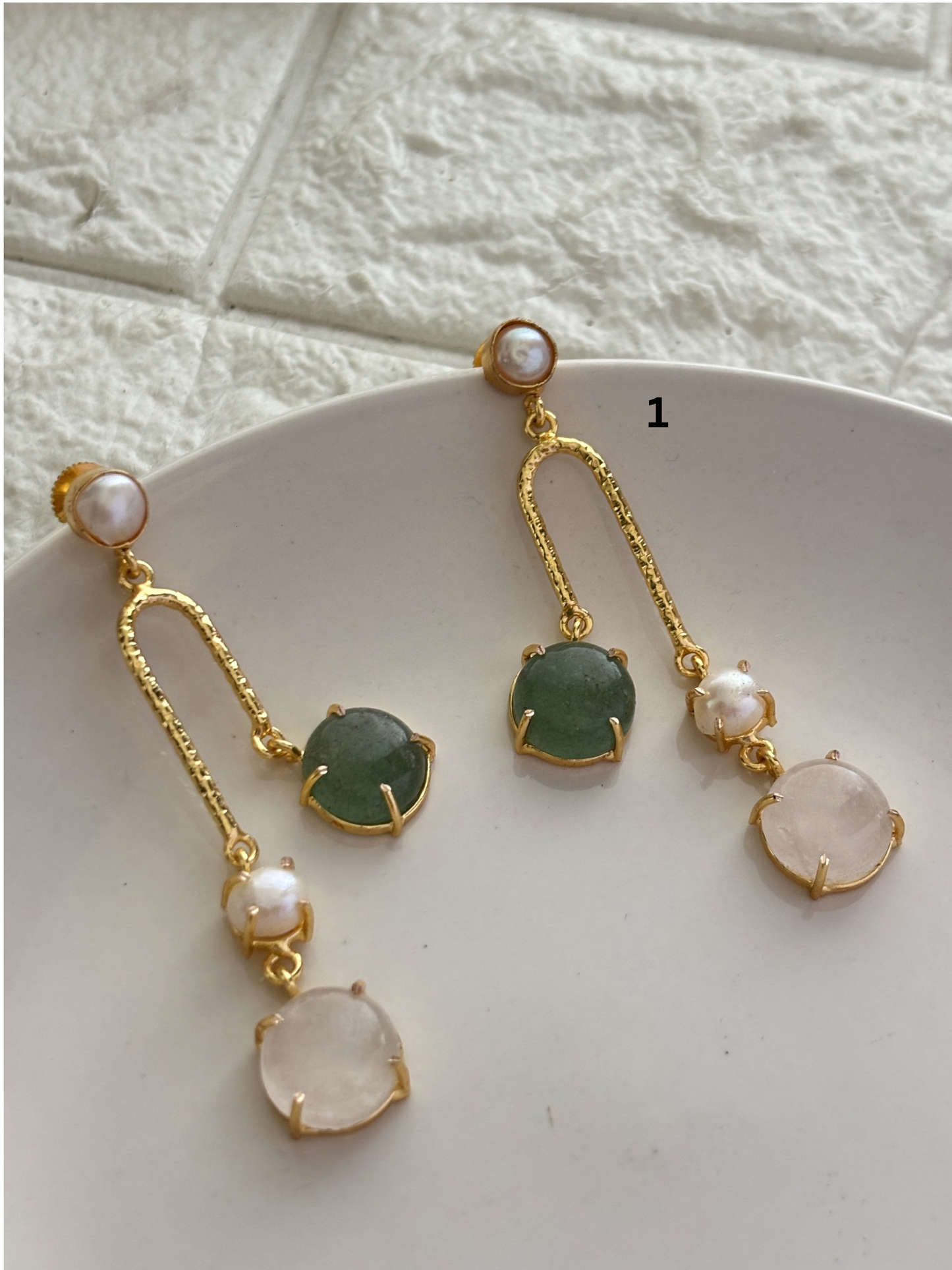 Jane Natural Stone Dangler Brass