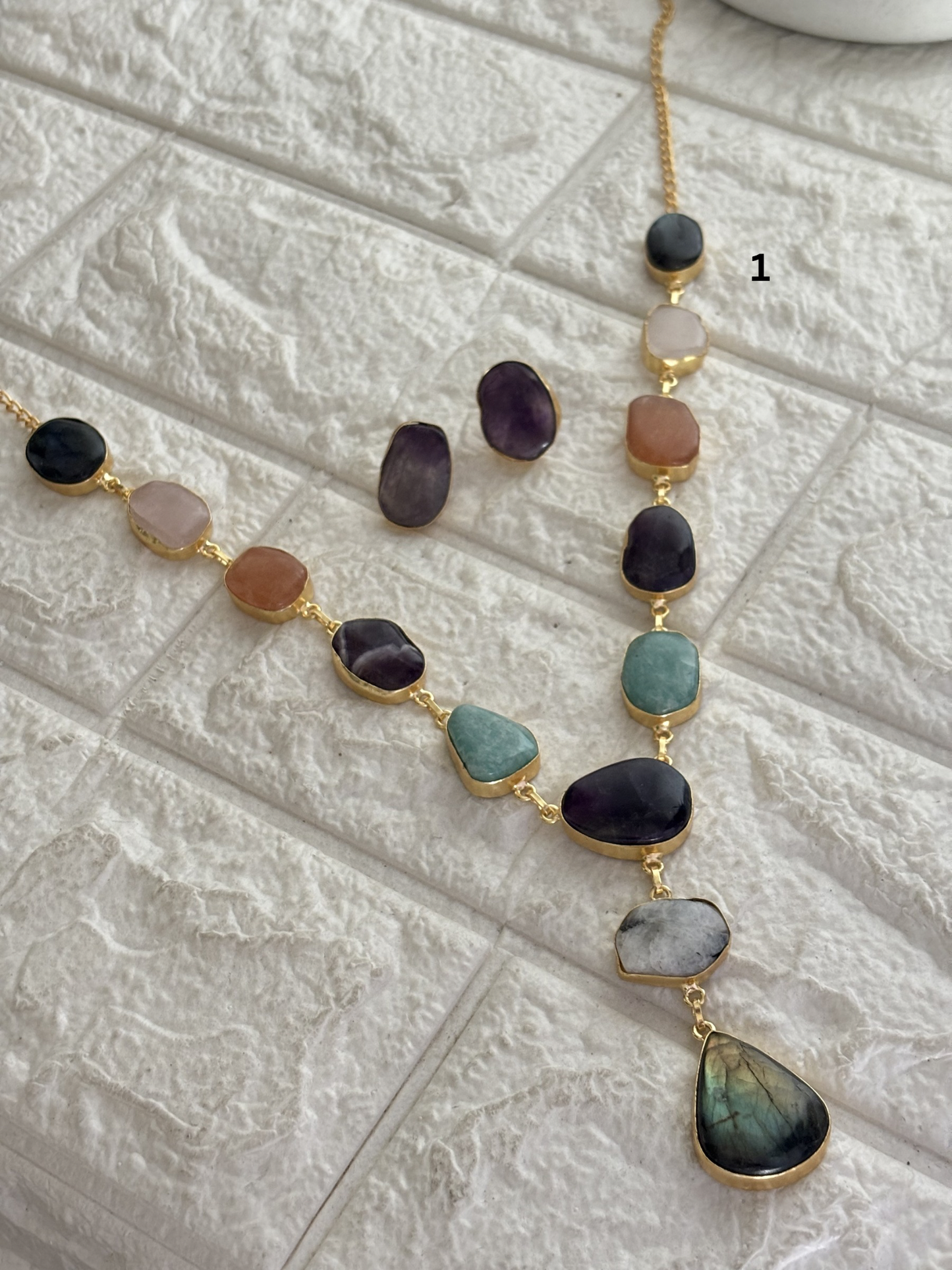 Color-candy Natural Stone Necklace - Brass