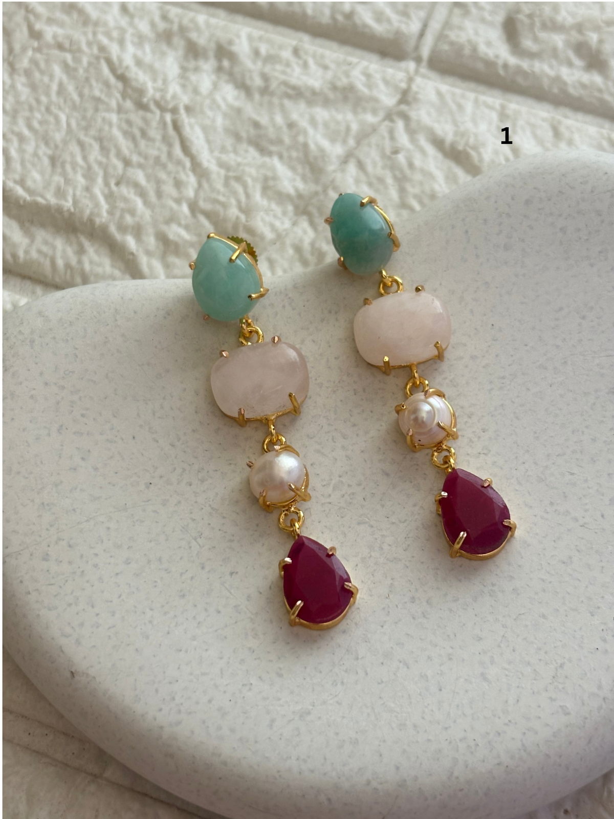 Pastel Hues Natural Stone Dangler - Brass