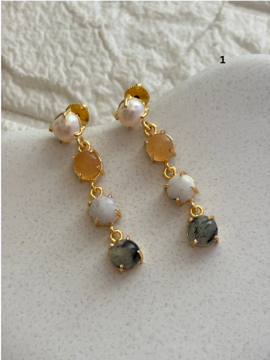 Misty Natural Stone Dangler Brass