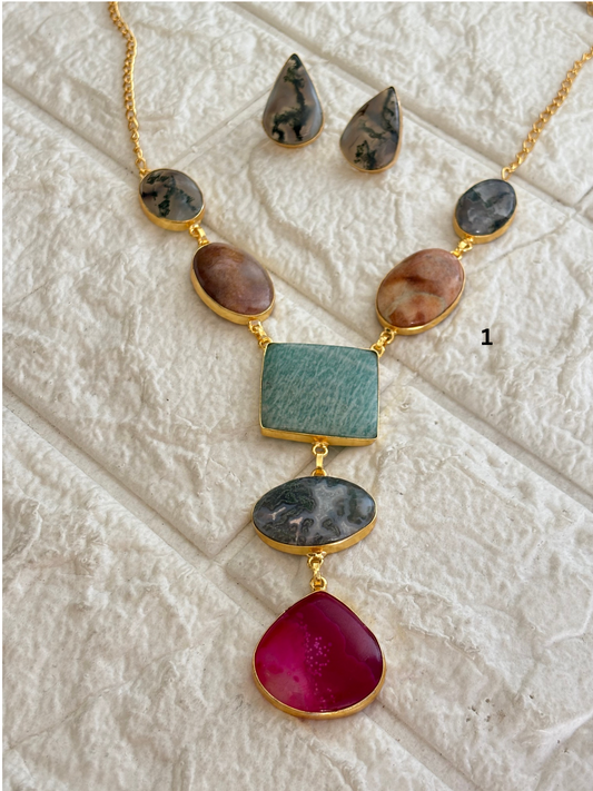 Queen Statement Y-Necklace Set Brass