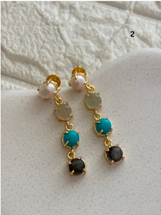 Misty Natural Stone Dangler Brass