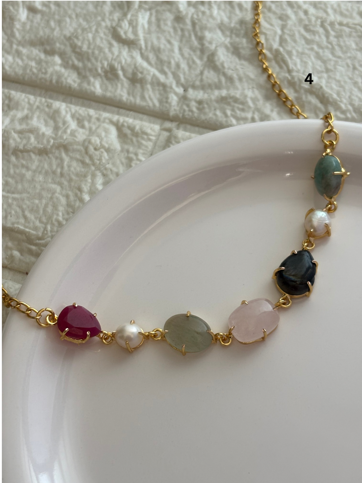 Rosy Natural Stone Choker- Brass