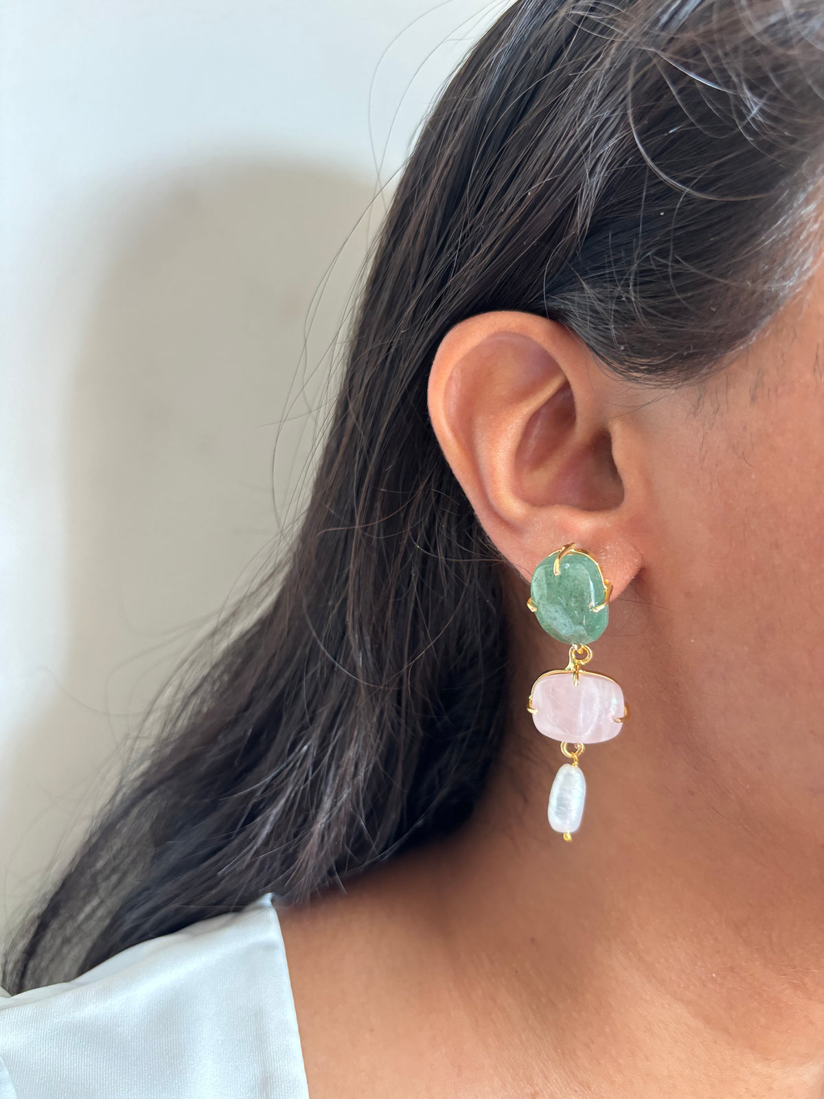 Misha Natural Stone Earring Brass
