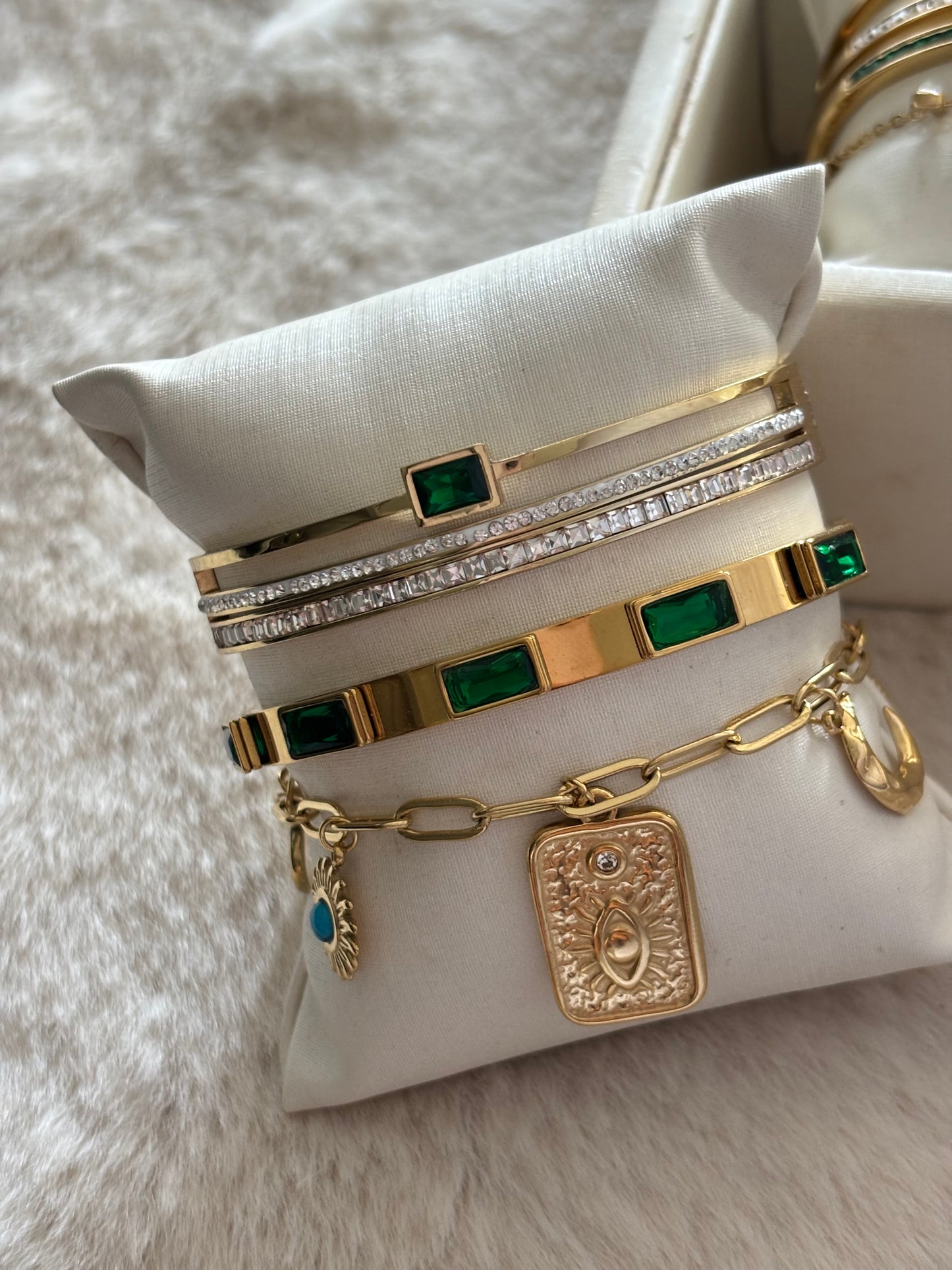 Emerald Spark Bracelet Stack