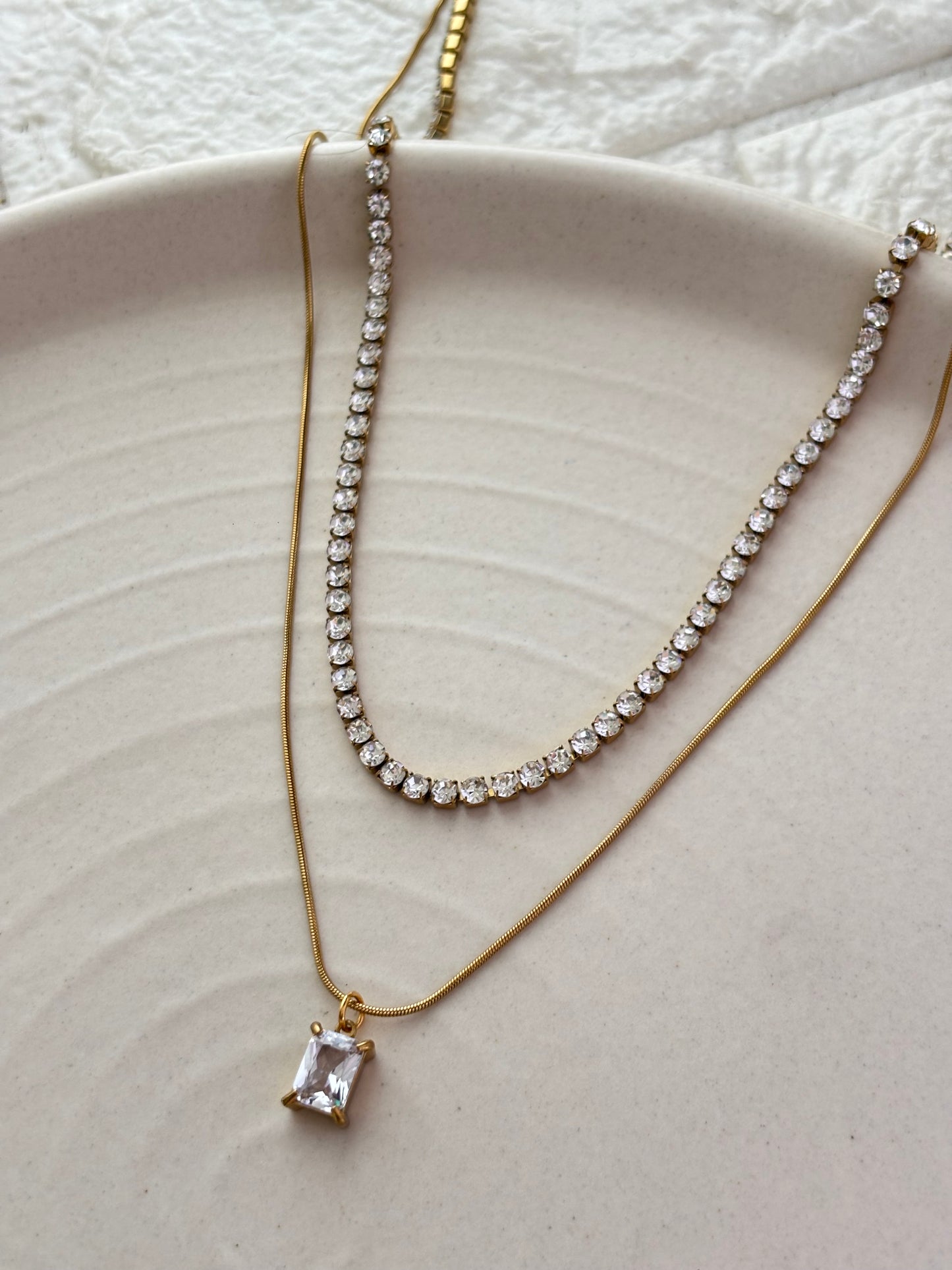 Eternity Tennis Solitaire Layered Necklace