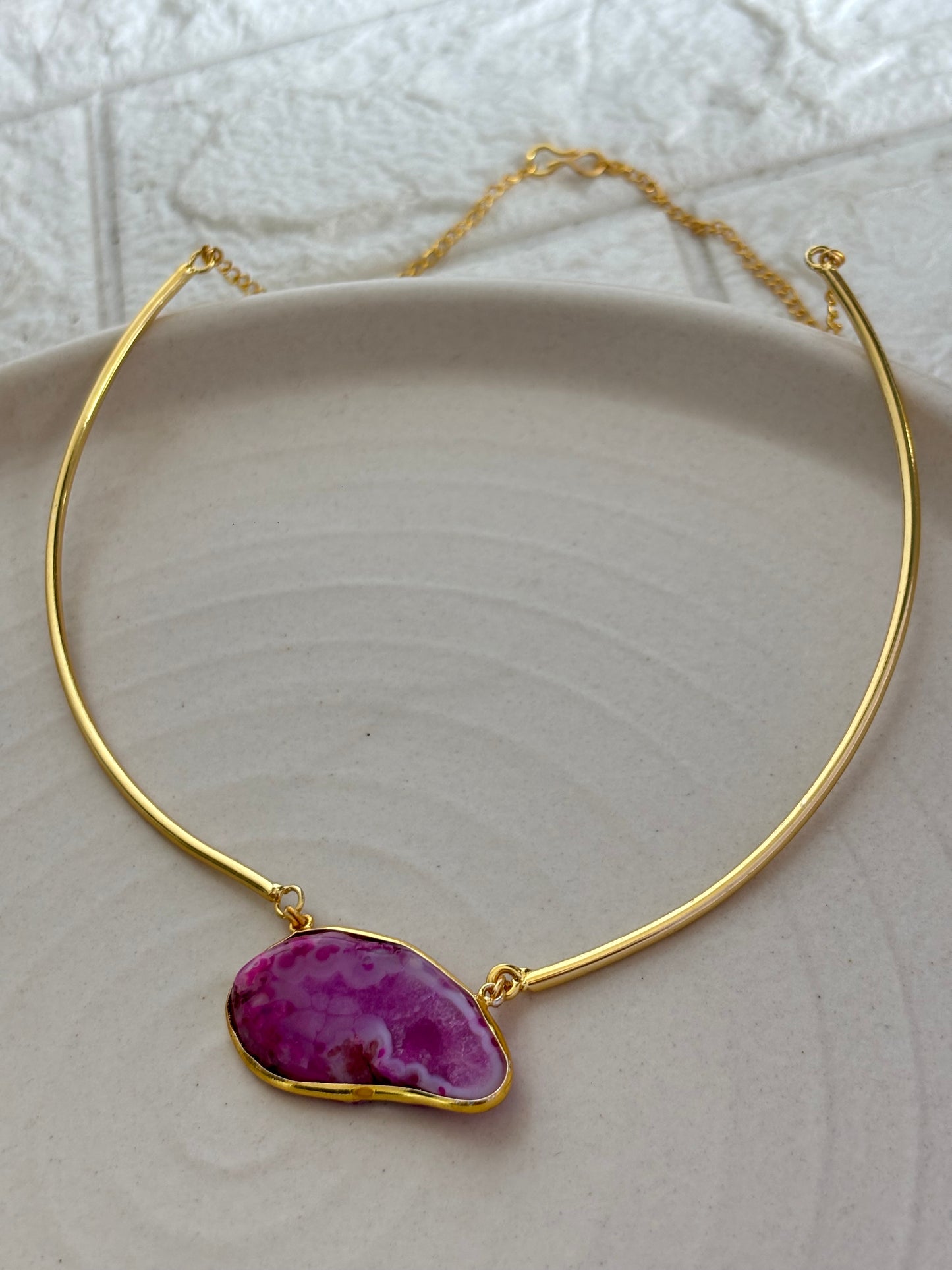 Agate Single Stone Hasli - Brass