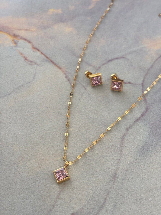 Rose Pink Necklace Set