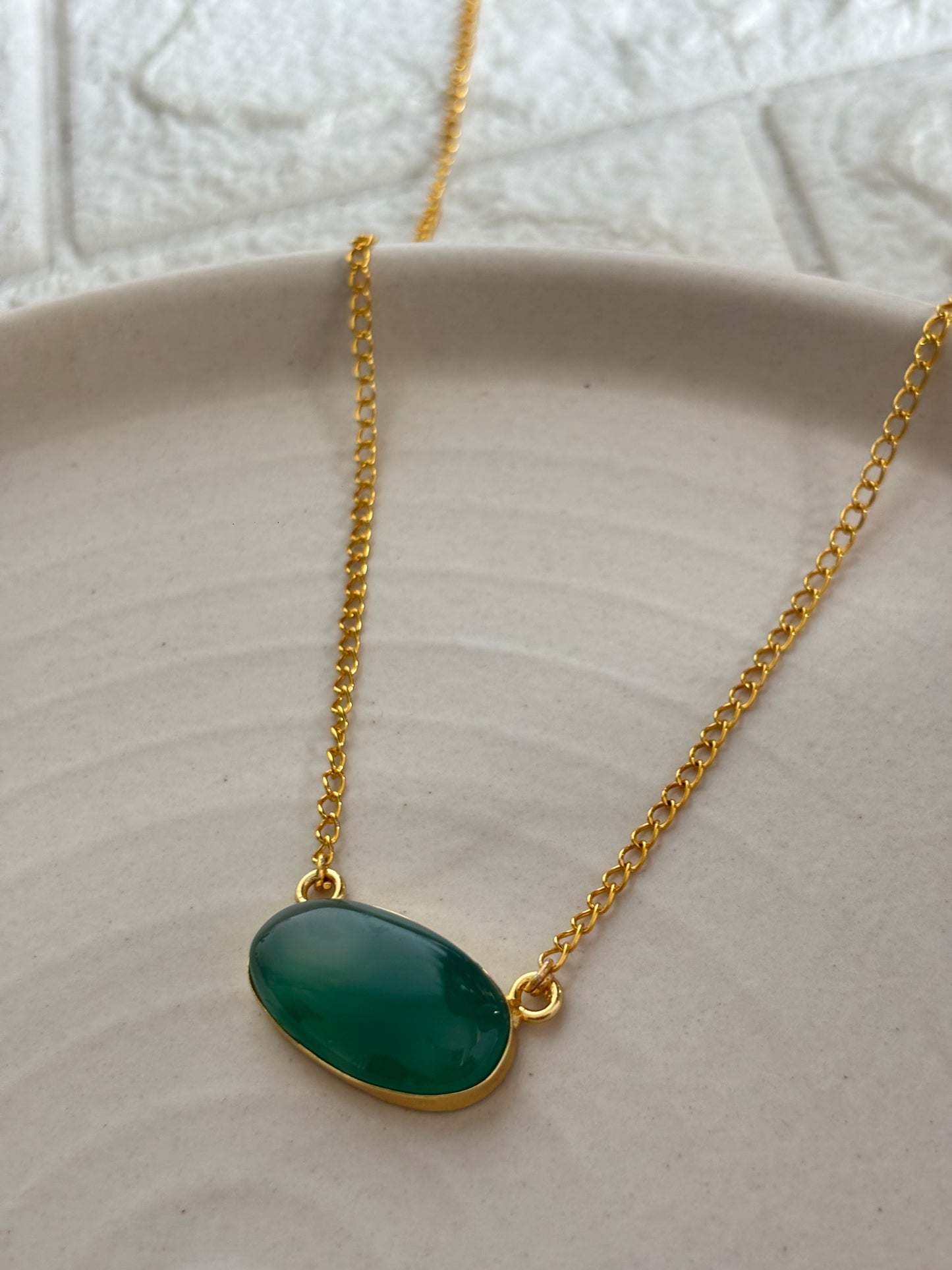 Bloom Single Stone Necklace-Brass