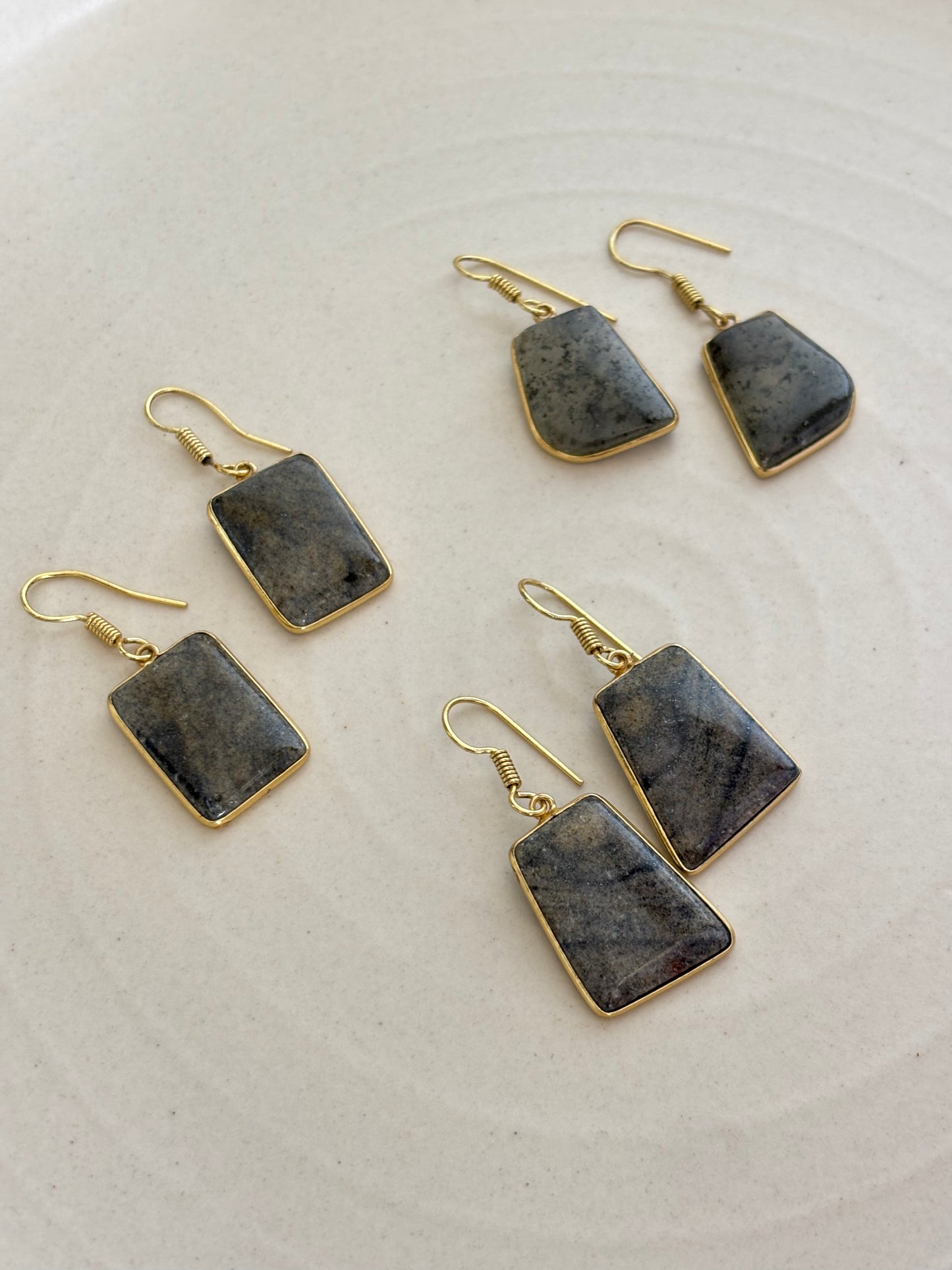 Grey Garnet Drop Natural Stone Earring