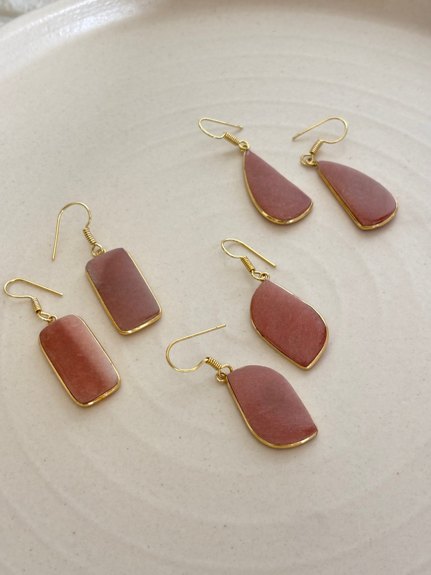 Pink Natural Stone Drop Earring