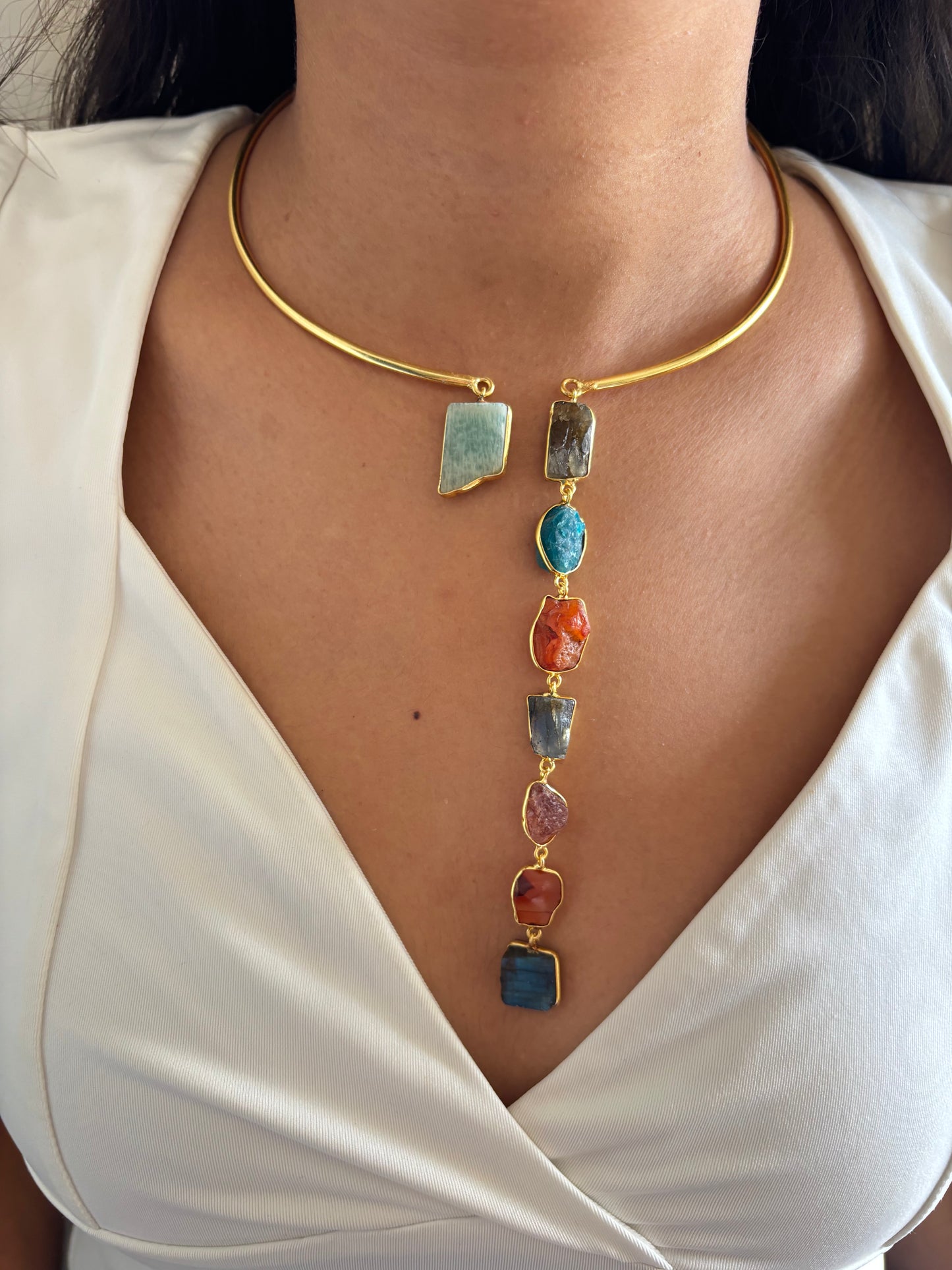 Multi-color Drop Hasli - Brass