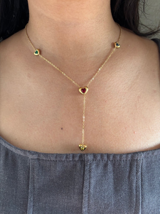 Heart Multi-color Y Necklace