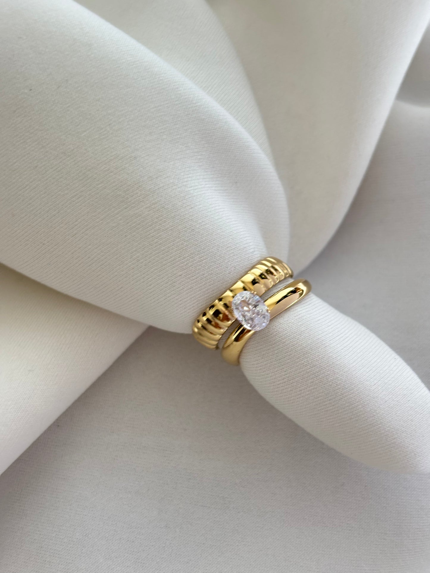 Oval Solitaire Stack Ring