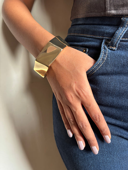 Chunky Hexagon Bracelet- Brass
