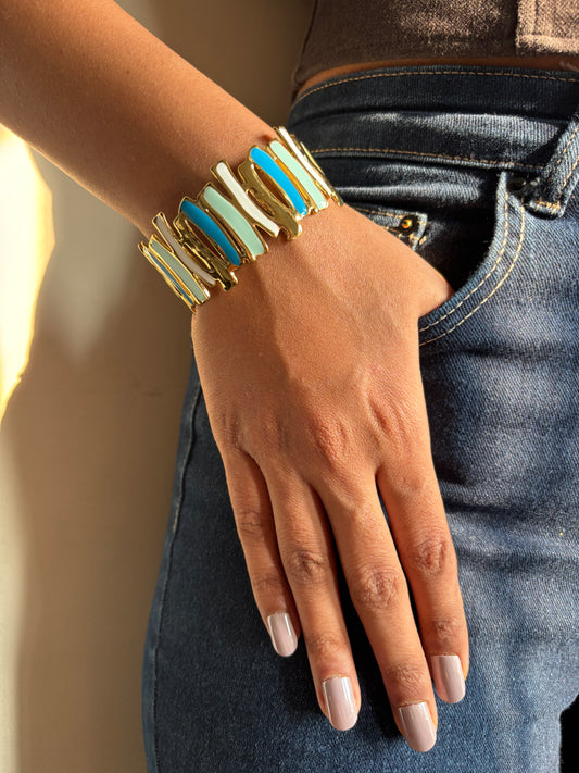 Blue Mist Splash Adjustable Cuff