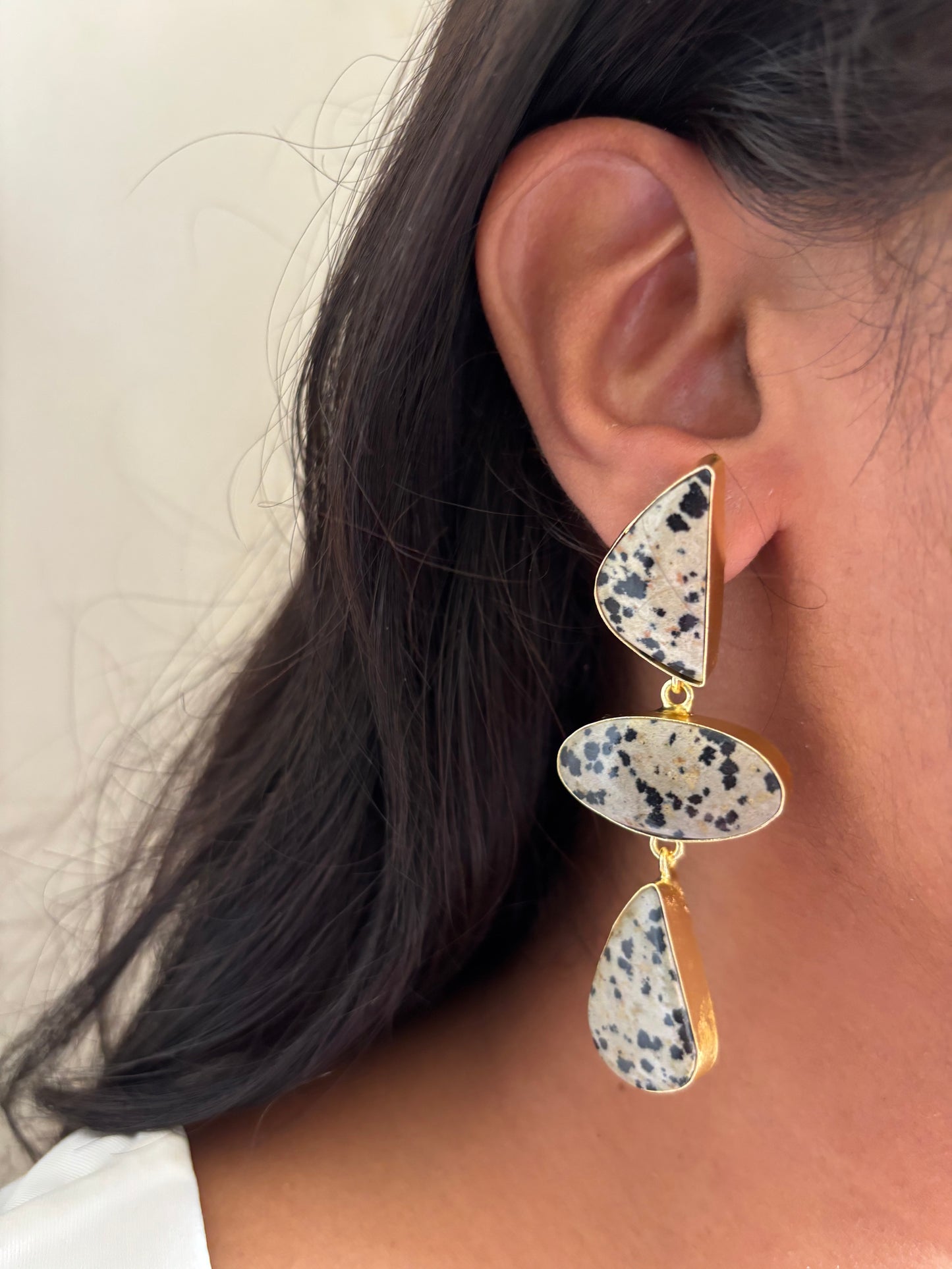 The Duchess Natural Stone Earring - Brass