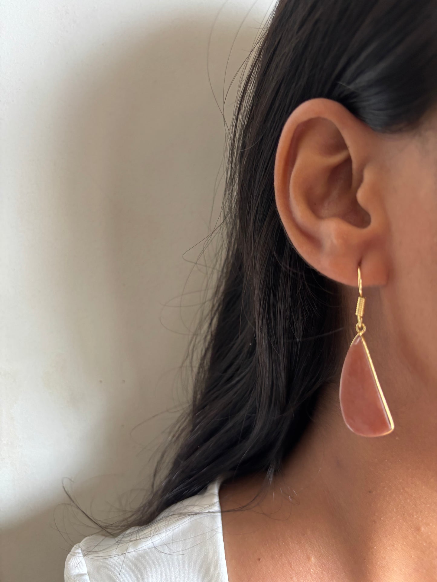 Pink Natural Stone Drop Earring