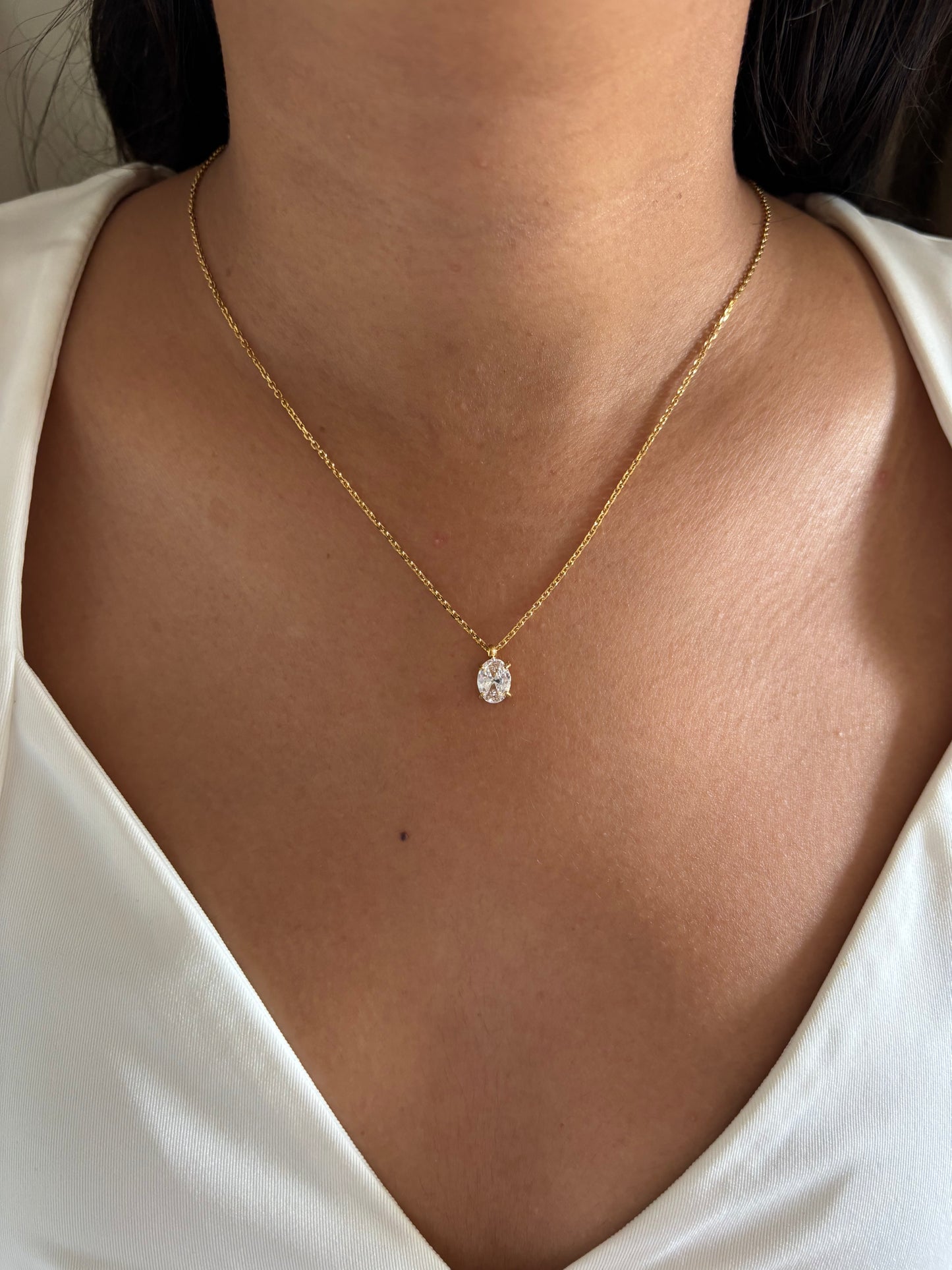 Oval Solitaire Necklace