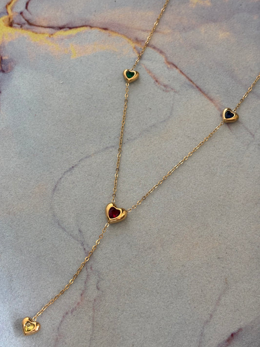 Heart Multi-color Y Necklace