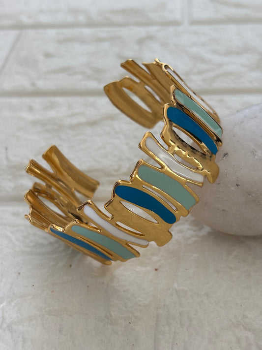 Blue Mist Splash Adjustable Cuff