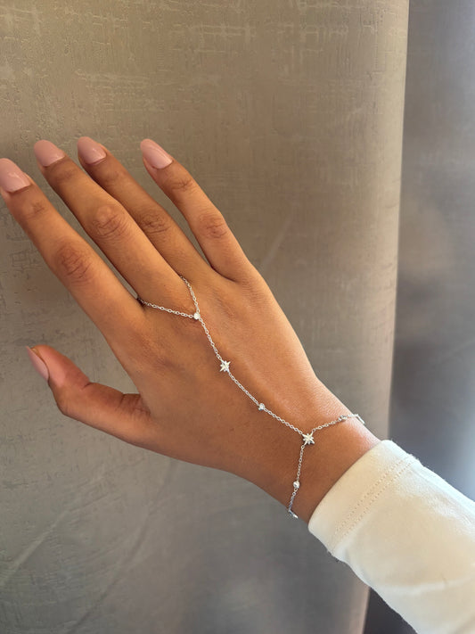Silver Shinning Star Hand Chain