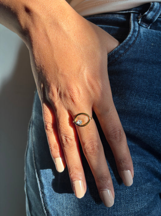 Solitaire Pull up Adjustable Ring