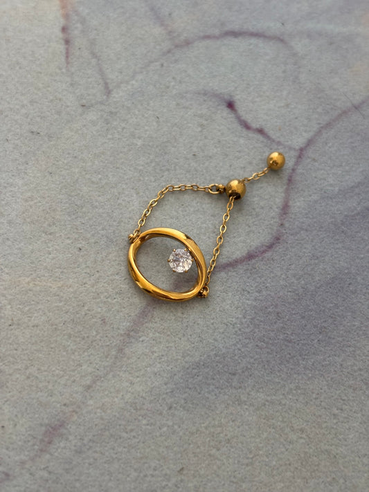 Solitaire Pull up Adjustable Ring