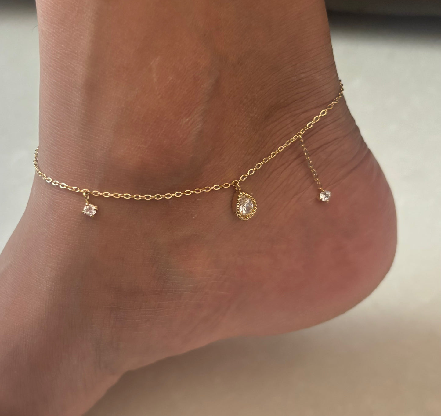 Pear Drop Charm Anklet